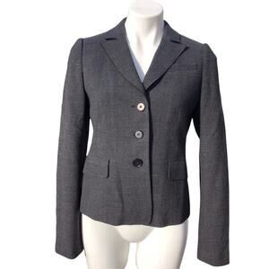 Ann Taylor grey wool blend button closure lined tailored fit blazer size 4
